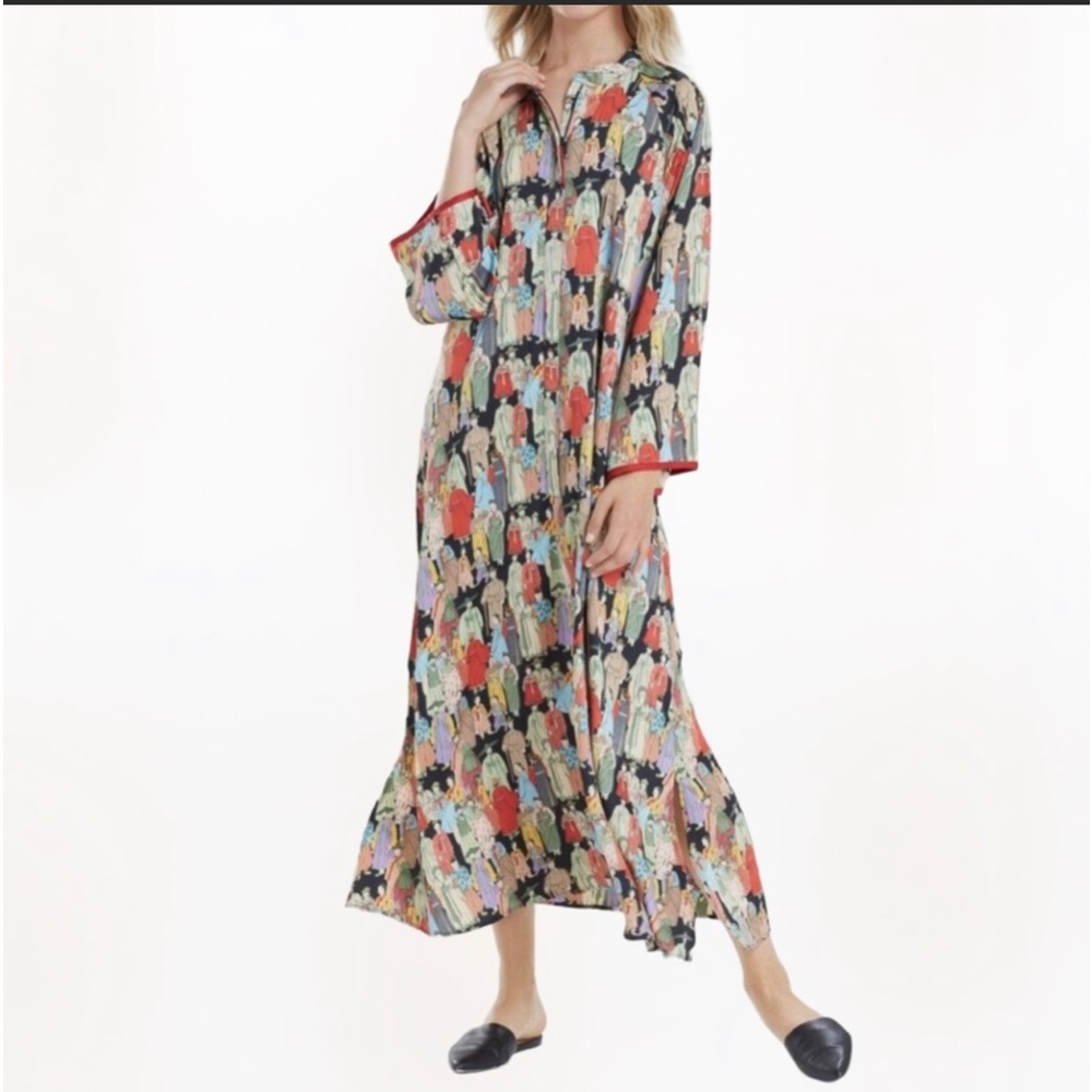 Natori Dynasty Zip Caftan XL Sleepwear NWOT